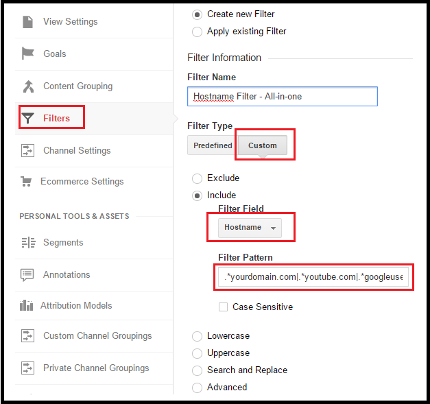 Google Analytics Hostname Filter Setup